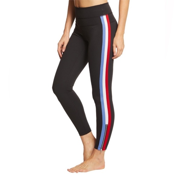 Spiritual Gangster Ankle Zip Track Pants with Red White & Blue Stripe, Size XS - Picture 1 of 10